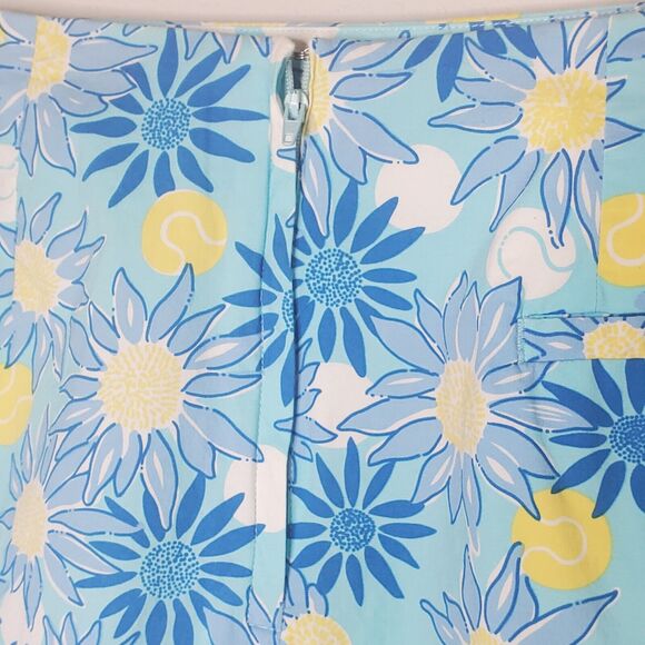 Lilly Pulitzer Vintage Blue Floral Sunflower Bow Skirt Sz 10 - Picture 5 of 9